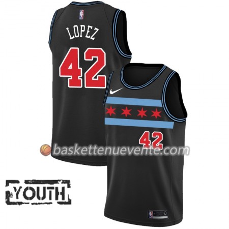 Maillot Basket Chicago Bulls Robin Lopez 42 2018-19 Nike City Edition Noir Swingman - Enfant